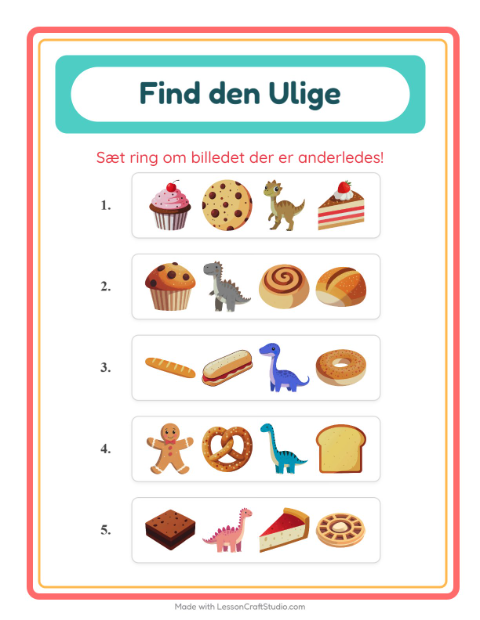 Hvad passer ikke? Bageri – opgave til børnehaveklassen — 3
