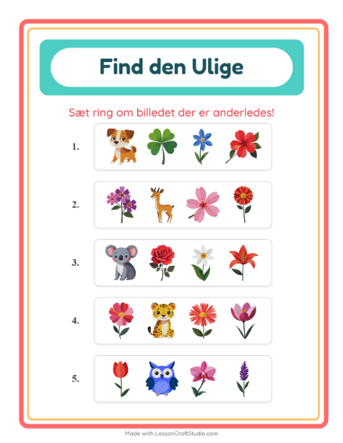 Forhåndsvisning af Hvilken Passer Ikke-arbejdsark med Blomster til Børnehaveklasse