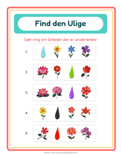 Forhåndsvisning af Hvilken Passer Ikke-arbejdsark med Blomster til Børnehaveklasse