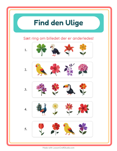 Forhåndsvisning af Hvilken Passer Ikke-arbejdsark med Blomster til Børnehaveklasse