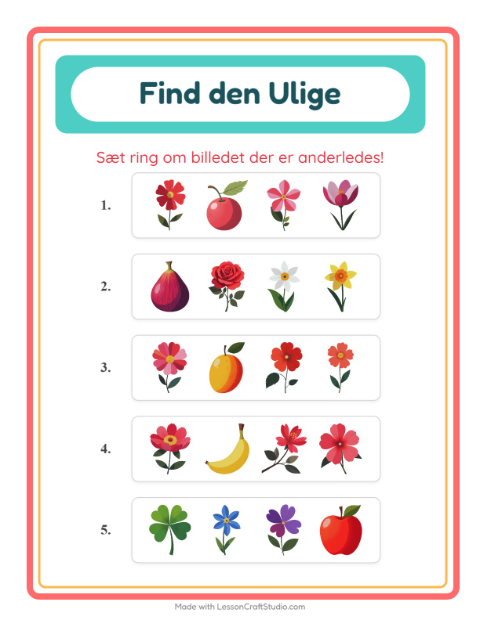 Forhåndsvisning af Hvilken Passer Ikke-arbejdsark med Blomster til Børnehaveklasse