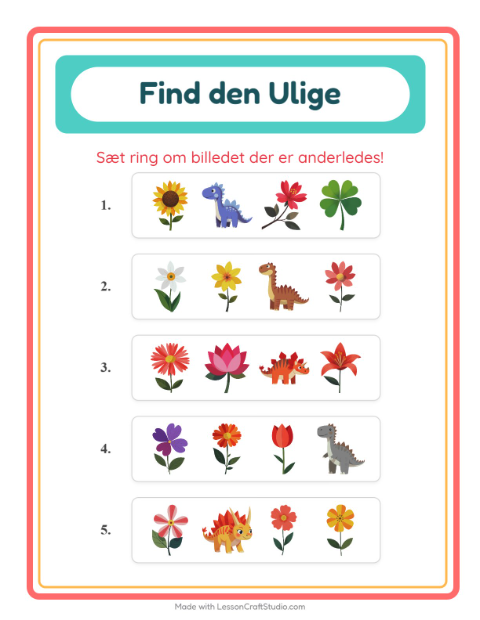 Forhåndsvisning af Hvilken Passer Ikke-arbejdsark med Blomster til Børnehaveklasse