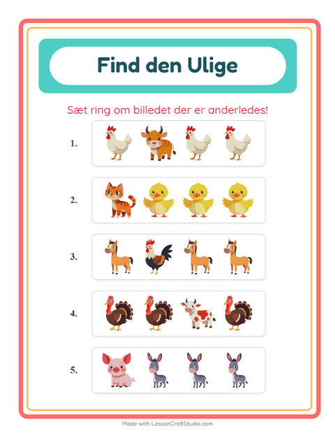 Hvad passer ikke? – Bondegårdsdyr