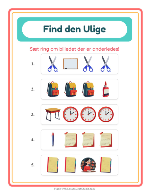 Hvad passer ikke? – Klasseværelse