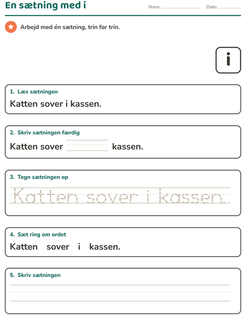 Forhåndsvisning af De hyppigste ord-arbejdsark til Børnehaveklasse