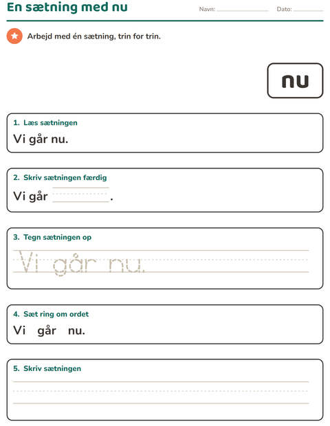 Forhåndsvisning af De hyppigste ord-arbejdsark til Børnehaveklasse