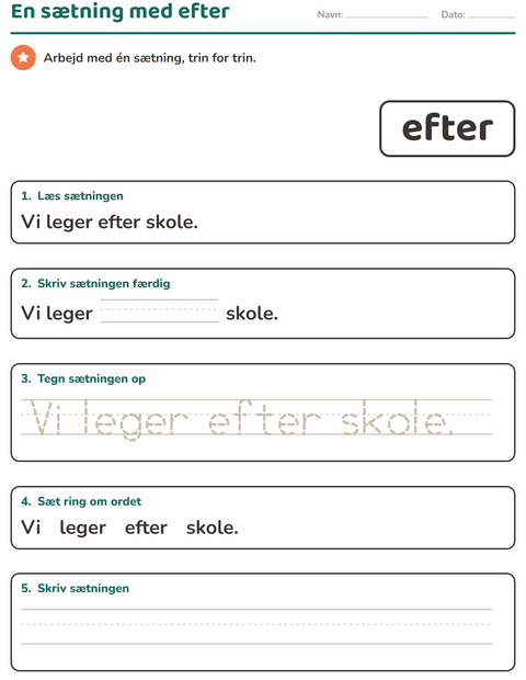 Forhåndsvisning af De hyppigste ord-arbejdsark til Børnehaveklasse