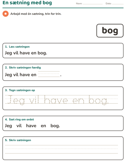 Forhåndsvisning af De hyppigste ord-arbejdsark til Børnehaveklasse