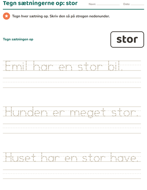 Forhåndsvisning af De hyppigste ord-arbejdsark til Børnehaveklasse