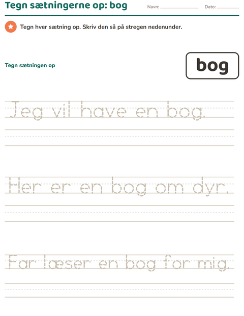 Forhåndsvisning af De hyppigste ord-arbejdsark til Børnehaveklasse