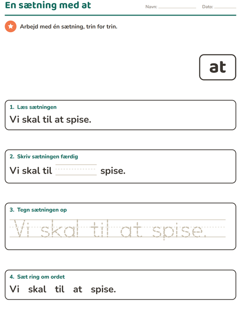 Forhåndsvisning af De hyppigste ord-arbejdsark til Børnehaveklasse