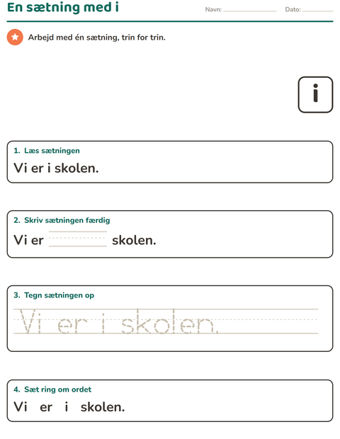 Forhåndsvisning af De hyppigste ord-arbejdsark til Børnehaveklasse