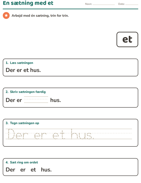 Forhåndsvisning af De hyppigste ord-arbejdsark til Børnehaveklasse