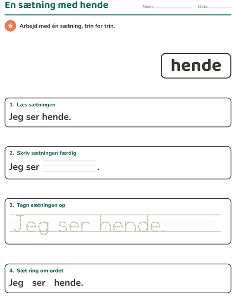 Forhåndsvisning af De hyppigste ord-arbejdsark til Børnehaveklasse