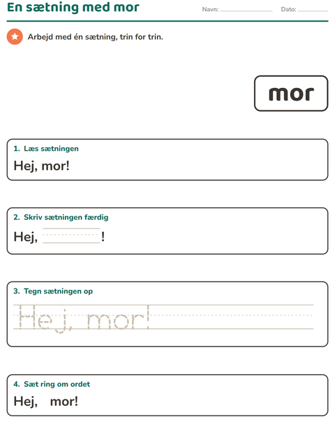 Forhåndsvisning af De hyppigste ord-arbejdsark til Børnehaveklasse