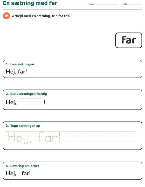 Forhåndsvisning af De hyppigste ord-arbejdsark til Børnehaveklasse
