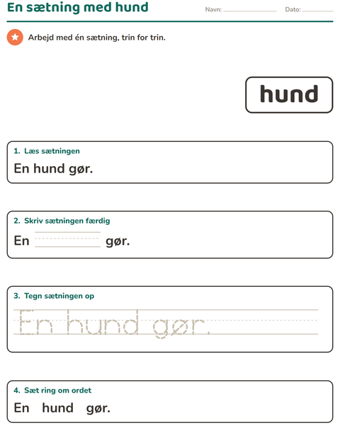 Forhåndsvisning af De hyppigste ord-arbejdsark til Børnehaveklasse
