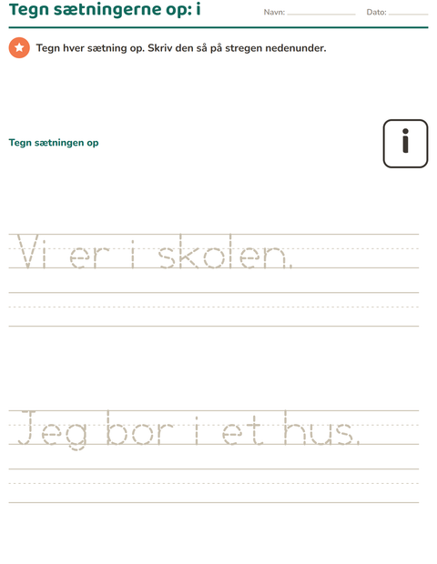Forhåndsvisning af De hyppigste ord-arbejdsark til Børnehaveklasse