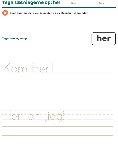 Forhåndsvisning af De hyppigste ord-arbejdsark til Børnehaveklasse