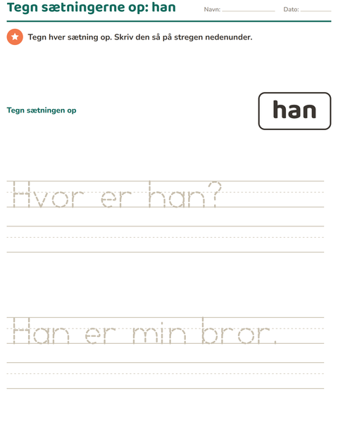 Forhåndsvisning af De hyppigste ord-arbejdsark til Børnehaveklasse