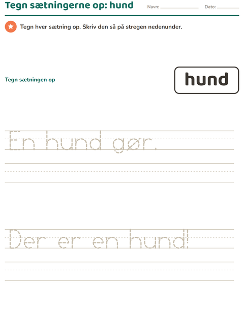 Forhåndsvisning af De hyppigste ord-arbejdsark til Børnehaveklasse
