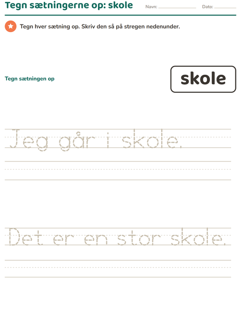 Forhåndsvisning af De hyppigste ord-arbejdsark til Børnehaveklasse