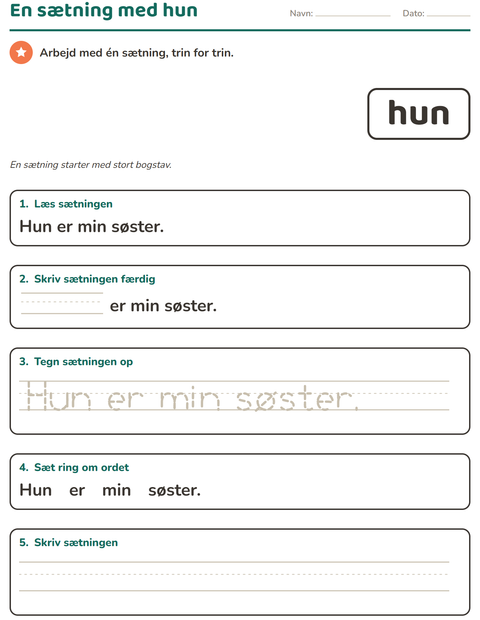 Forhåndsvisning af De hyppigste ord-arbejdsark til Børnehaveklasse