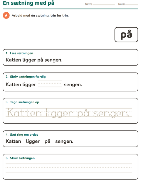 Forhåndsvisning af De hyppigste ord-arbejdsark til Børnehaveklasse