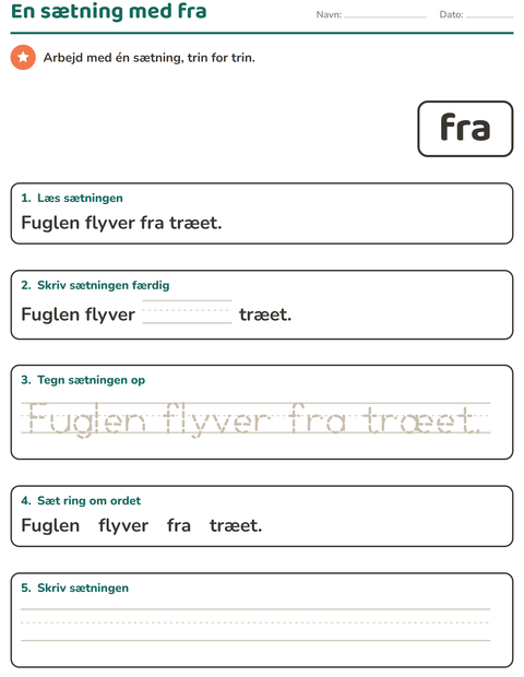 Forhåndsvisning af De hyppigste ord-arbejdsark til Børnehaveklasse