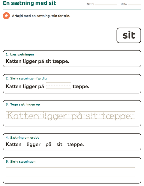 Forhåndsvisning af De hyppigste ord-arbejdsark til Børnehaveklasse