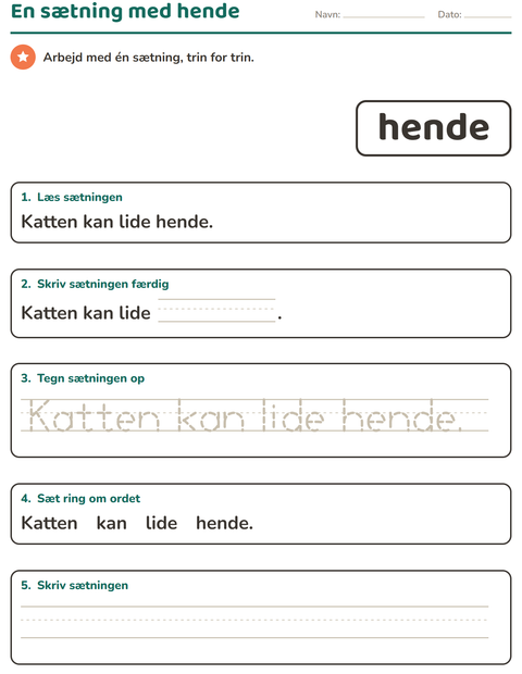 Forhåndsvisning af De hyppigste ord-arbejdsark til Børnehaveklasse