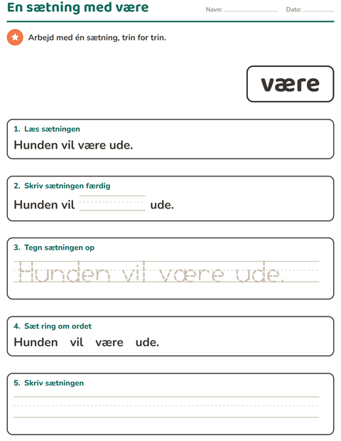 Forhåndsvisning af De hyppigste ord-arbejdsark til Børnehaveklasse