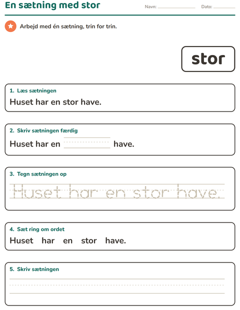 Forhåndsvisning af De hyppigste ord-arbejdsark til Børnehaveklasse
