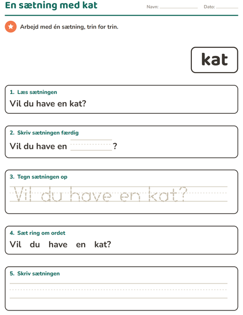 Forhåndsvisning af De hyppigste ord-arbejdsark til Børnehaveklasse