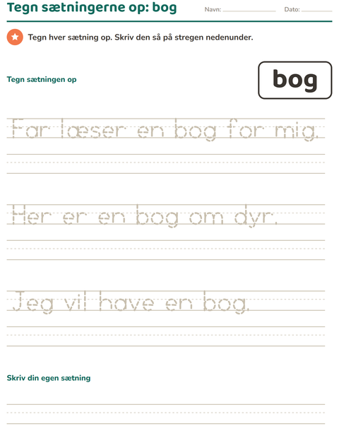 Forhåndsvisning af De hyppigste ord-arbejdsark til Børnehaveklasse