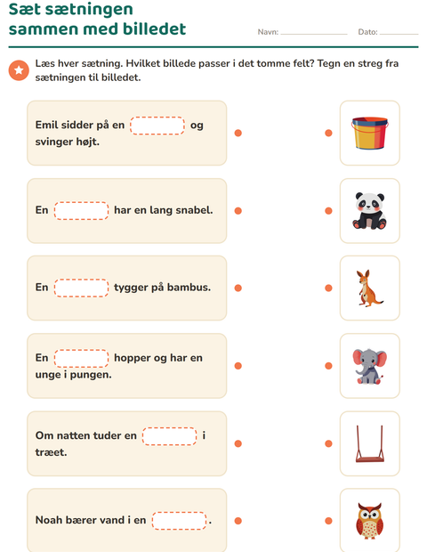 Forhåndsvisning af Indsæt det rigtige ord-arbejdsark til 1. klasse