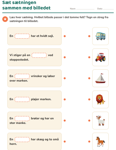 Forhåndsvisning af Indsæt det rigtige ord-arbejdsark til 1. klasse