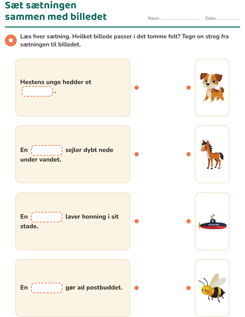Forhåndsvisning af Indsæt det rigtige ord-arbejdsark til 1. klasse