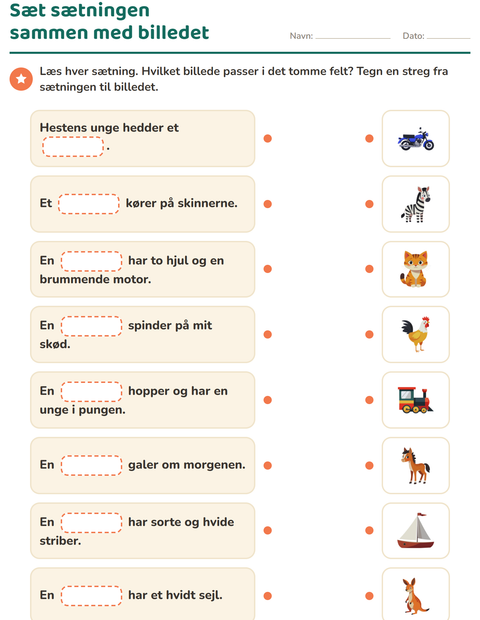 Forhåndsvisning af Indsæt det rigtige ord-arbejdsark til 1. klasse