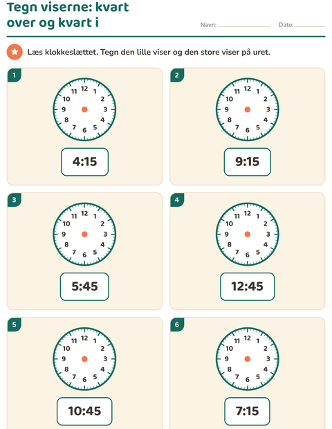Forhåndsvisning af Hvad er klokken-arbejdsark til 1. klasse