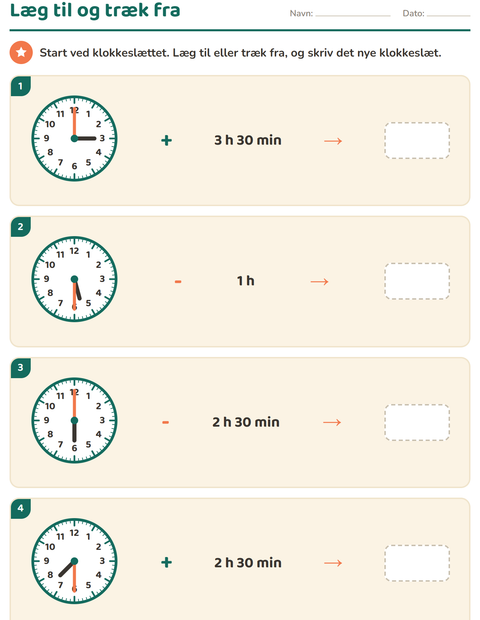 Forhåndsvisning af Hvad er klokken-arbejdsark til 3. klasse