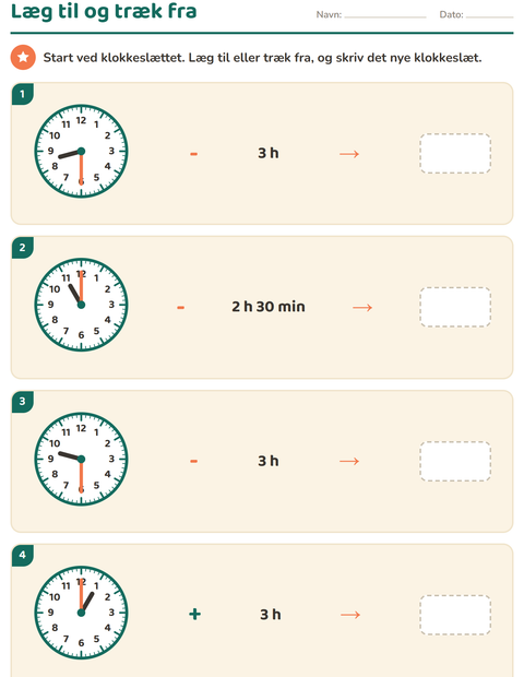 Forhåndsvisning af Hvad er klokken-arbejdsark til 3. klasse