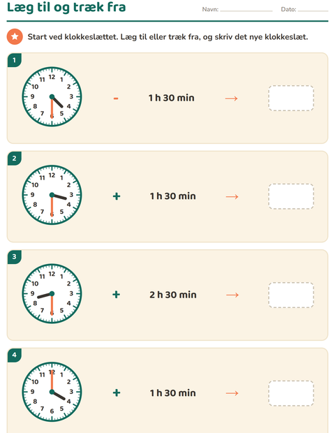 Forhåndsvisning af Hvad er klokken-arbejdsark til 3. klasse