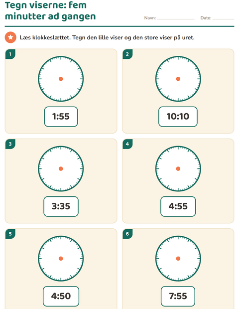 Forhåndsvisning af Hvad er klokken-arbejdsark til 1. klasse