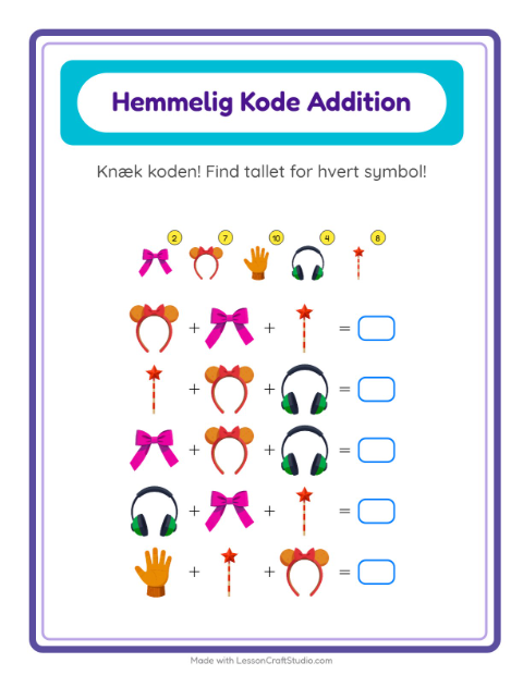 Regnekode til 100: accessoirer – opgave til 2. klasse — 2