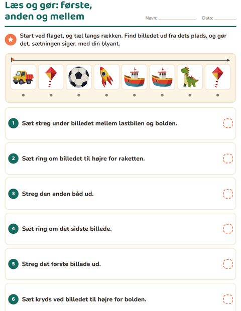Forhåndsvisning af Læs og gør-arbejdsark med Legetøj til 1. klasse
