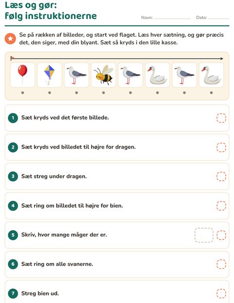 Forhåndsvisning af Læs og gør-arbejdsark med Ting der flyver til 1. klasse
