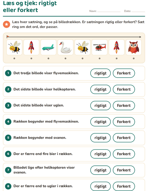Forhåndsvisning af Læs og gør-arbejdsark med Ting der flyver til 1. klasse