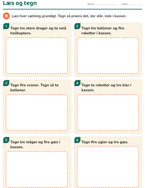 Forhåndsvisning af Læs og gør-arbejdsark med Ting der flyver til 1. klasse