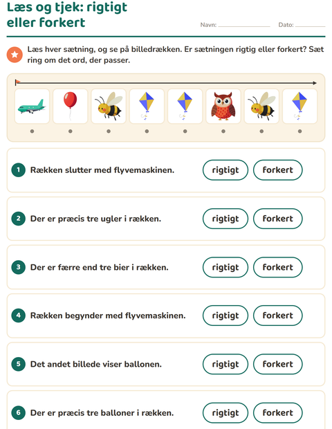 Forhåndsvisning af Læs og gør-arbejdsark med Ting der flyver til 1. klasse